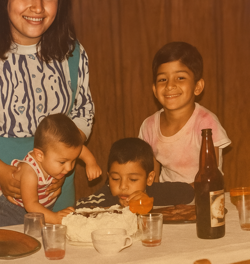 celebración de cumpleaños con pastel